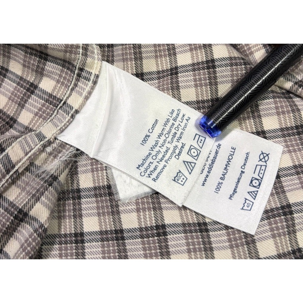 Eddie Bauer Men's XL Gray Plaid Cotton Relaxed Fit Button Down Shirt - Picture 7 of 9